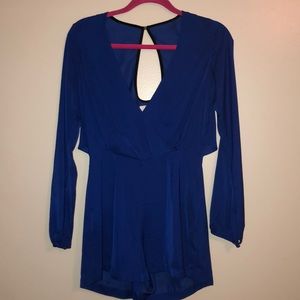 Dolce Vita Silk Long Sleeve Blue Romper